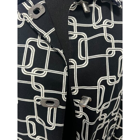 George Long Jacket Womens Small Black & White Chain Print Button-Up Fall outdoor - Picture 7 of 7